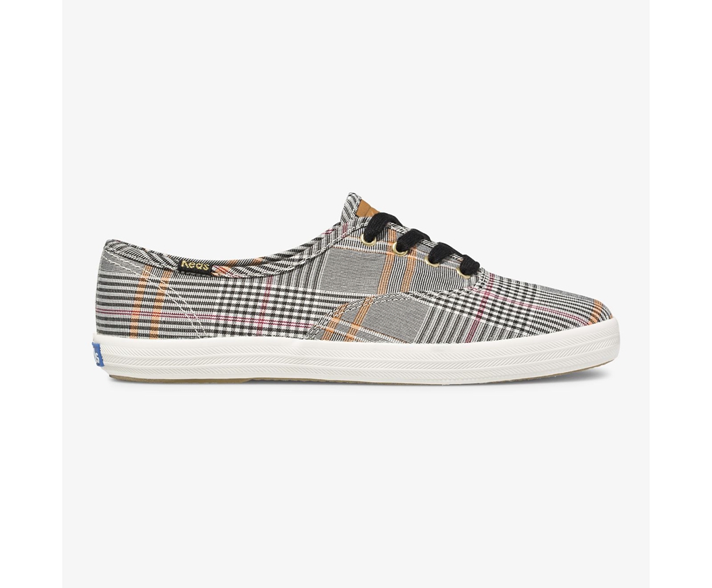 Πανινα Παπουτσια Γυναικεια - Keds Champion Plaid - Μαυρα/Πολύχρωμο - ZQDTA7859